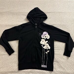 Black Hoodie with Floral Design